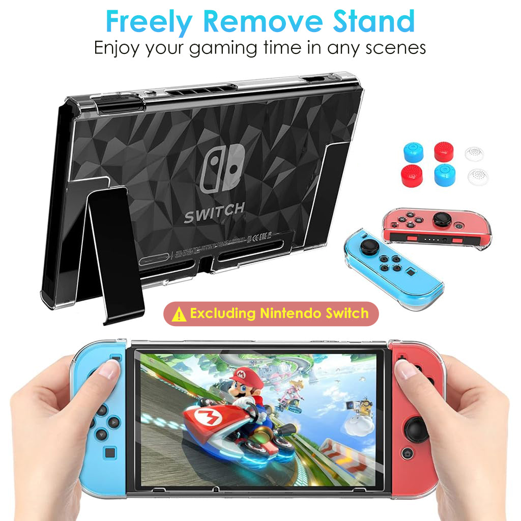 ZORBES Case Compatible with Nintendo Switch with Protective Film, Transparent Protective Case for Nintendo Switch with Switch Protective Film and Thumb Sticks Caps, Shock Absorption and AntiScratch ZORBES Case Compatible with Nintendo Switch with Protective Film, Transparent Protective Case for Nintendo Switch with Switch Protective Film and Thumb Sticks Caps, Shock Absorption and AntiScratch